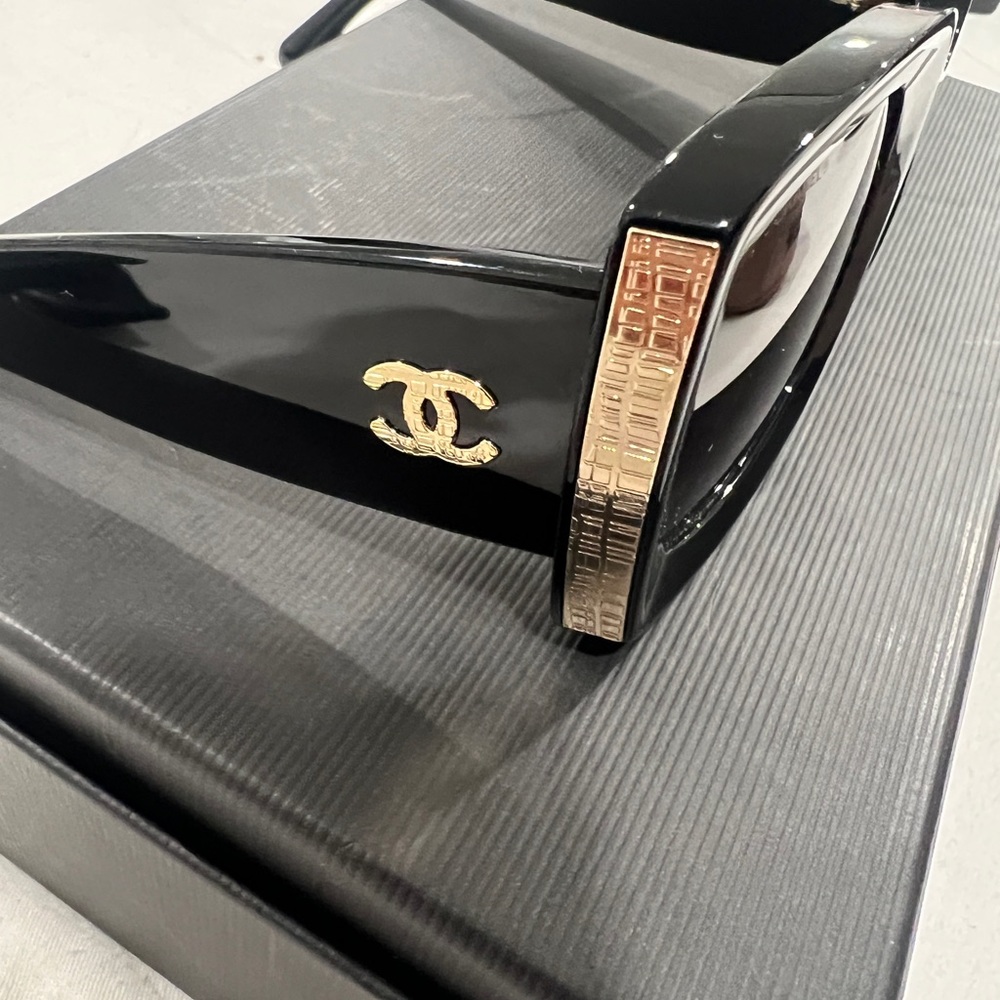 COPY - Chanel Rectangle Acetate Black Sunglasses 5435 (New) with tags
